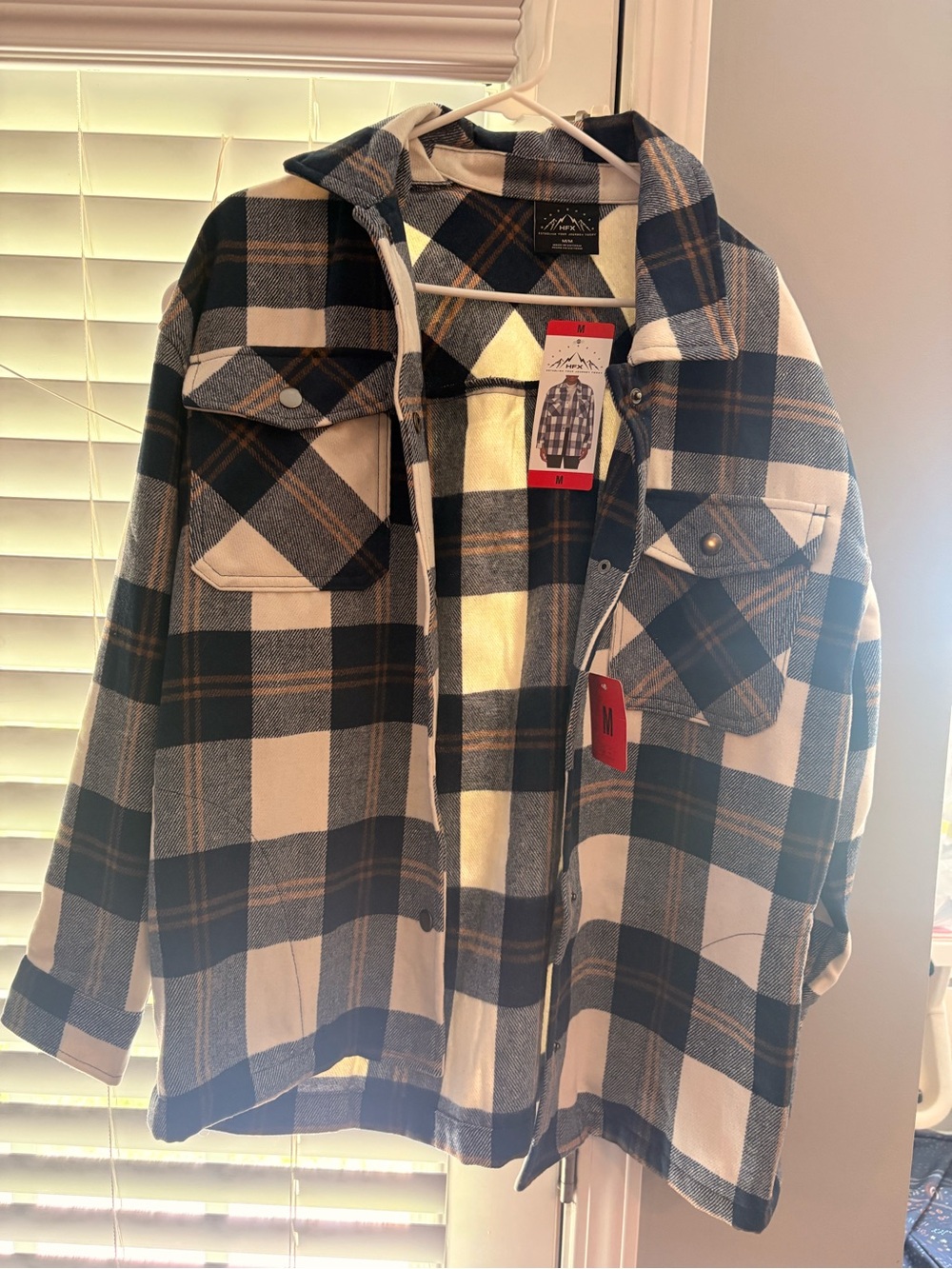 Plaid Shacket Jacket - Navy & Cream